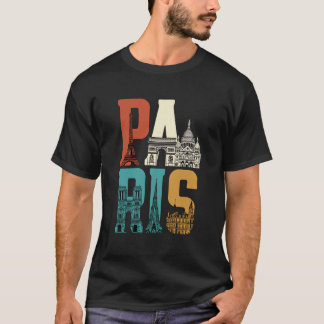 T-shirt Art de typographie de Paris | Monuments parisiens