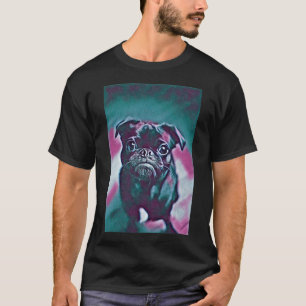 T-shirt Art de vie de chiot Carlin Portrait Violet Néo-Rét