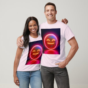 T-shirt Art de visage heureux avec néon