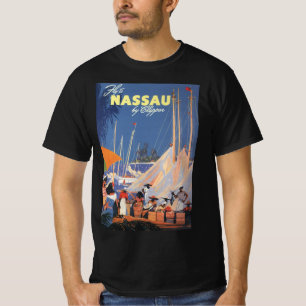 T-shirt Art de voyage vintage aux Bahamas, Fly Nassau par