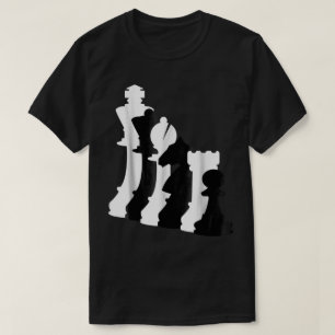 T-shirt Art d'échecs minimaliste noir et blanc