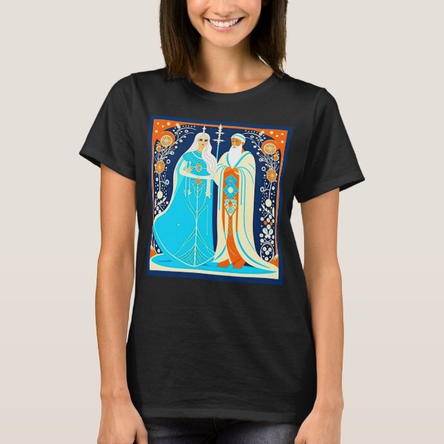 T-shirt Art Déco Ded Moroz et Snow Maiden (Devant)