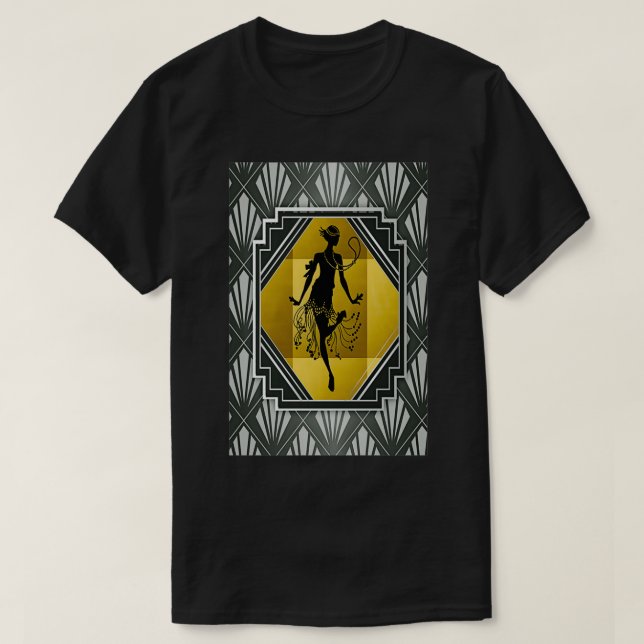 T-shirt Art Déco Flapper Roaring 20s Gatsby Style Impressi (Design devant)