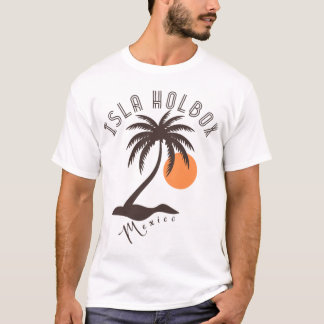 T-shirt Art Déco Isla Holbox Mexique - Brown - Plage Retro