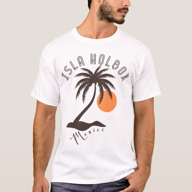 T-shirt Art Déco Isla Holbox Mexique - Brown - Plage Retro (Devant)