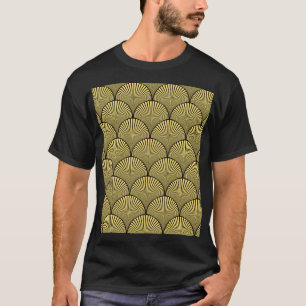 T-shirt Art déco japonais : Design d'or noir