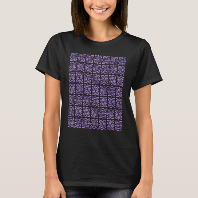 T-shirt Art Deco Style Repeat Pattern Lilac Purple (Devant)