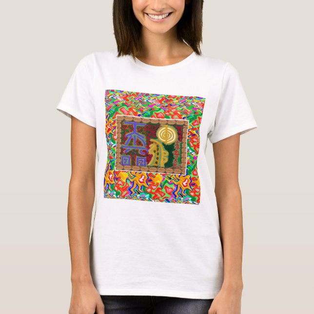 T-shirt Art décoratif de symboles curatifs de Reiki (Devant)