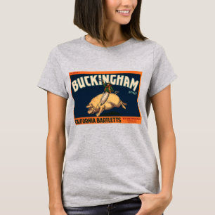 T-shirt Art d'étiquette de caisse de fruits vintage Cowboy