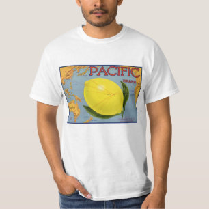 T-shirt Art d'étiquette de caisse de fruits vintage Pacifi