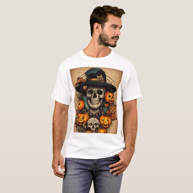 T-shirt Art d'Halloween de style tatouage : designs Éffray (Devant entier)