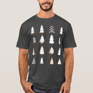 T-shirt Art d'hiver Abstrait Forêt d'Arbre à Neige Blanc N