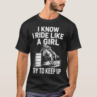 T-shirt Art drôle de course de barils pour femmes filles c