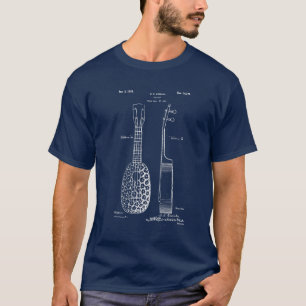 T-shirt Art du brevet d'ukulele en forme d'ananas vintage