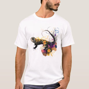 T-shirt Art du salamandre noir