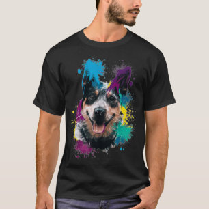 T-shirt Art éclatant coloré bleu Heeler mignon Amoureux de