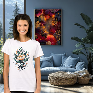 T-shirt Art élégant de fleur de lotus abstrait