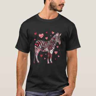 T-shirt Art floral de la Saint-Valentin zèbre pour couple