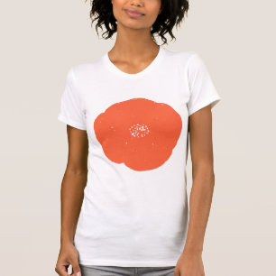 T-shirt Art Floral Poppy Retro en Orange Vintage et Blanc