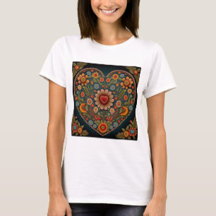 T-shirt Art folklorique ukrainien - Coeur inspiré, couleur