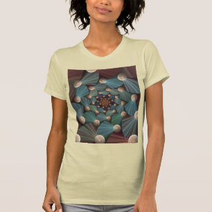 T-shirt Art Fractal Abstrait Avec Profondeur Bleu Brown Ar