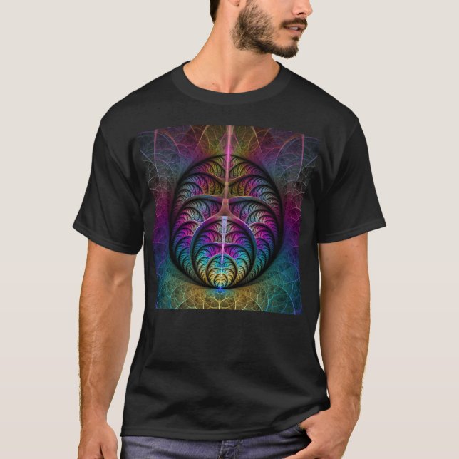 T-shirt Art Fractal Abstrait coloré à motifs Trippy (Devant)