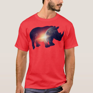 T-shirt Art Galay Avec Rhino Terre Et Astronaute Flottant