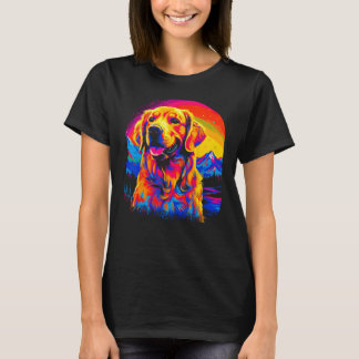T-shirt Art Golden Retriever Dog Sunset