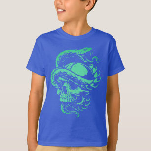 T-shirt Art gothique néon crâne et serpent