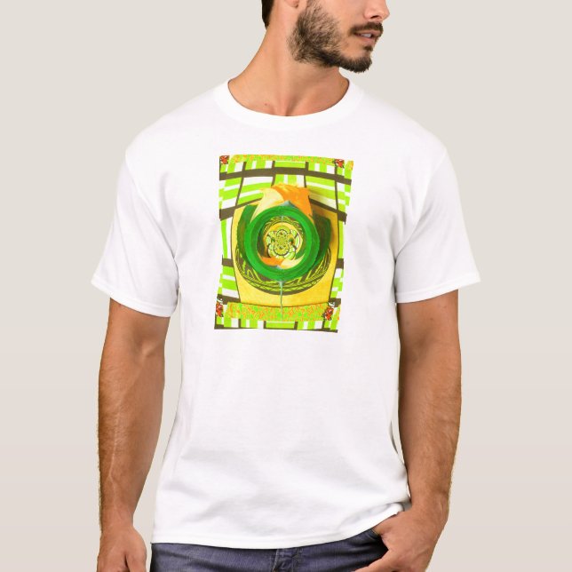 T-shirt Art graphique rose jaune (Devant)
