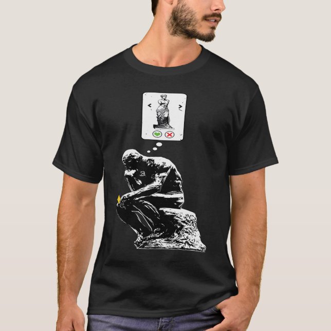 T-shirt Art History Geek Rodin Thinker Statue Dating App (Devant)