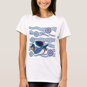 T-shirt Art indigène Fish-01 de point