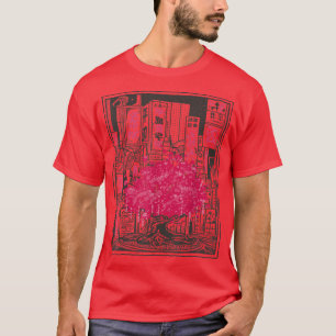 T-shirt Art Japonais Cerisier Fleur Arbre Ville Sakura Ani