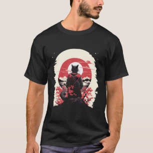T-shirt Art japonais Chat Ninja Ukiyo-E Style Anime Samura