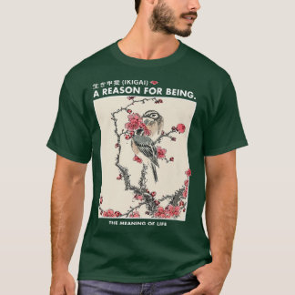 T-shirt Art japonais Ikigai Sakura Cerisiers fleurs Bird U