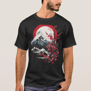 T-shirt Art japonais Mont Fuji Cerry Blossom Japon Aesth