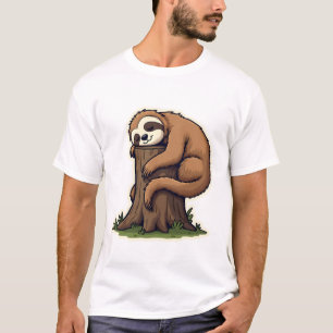 T-shirt Art mignon d'animal de forêt de paresseux endormi 