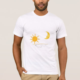 T-shirt Art minimaliste de l'horizon du soleil et de la lu