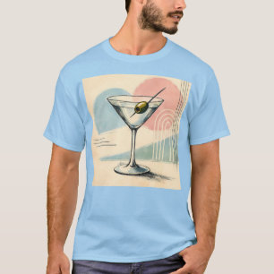 T-shirt Art minimaliste pastel martini moderne du milieu d
