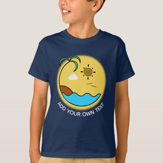 T-shirt Art moderne Emblème de plage d'été Texte personnal (Devant)