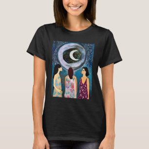 T-shirt Art Mystique Femmes regardant la Lune