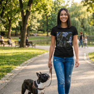 T-Shirt Art Néon Noir Bouledogue Français