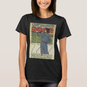 T-shirt Art Nouveau vintage, Artiste Peignant des Pavots