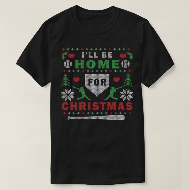 T-shirt Art numérique de la fête de Noël moche baseball (Design devant)