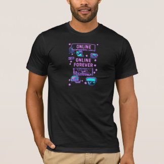 T-shirt Art numérique rétro pixel en ligne pour toujours