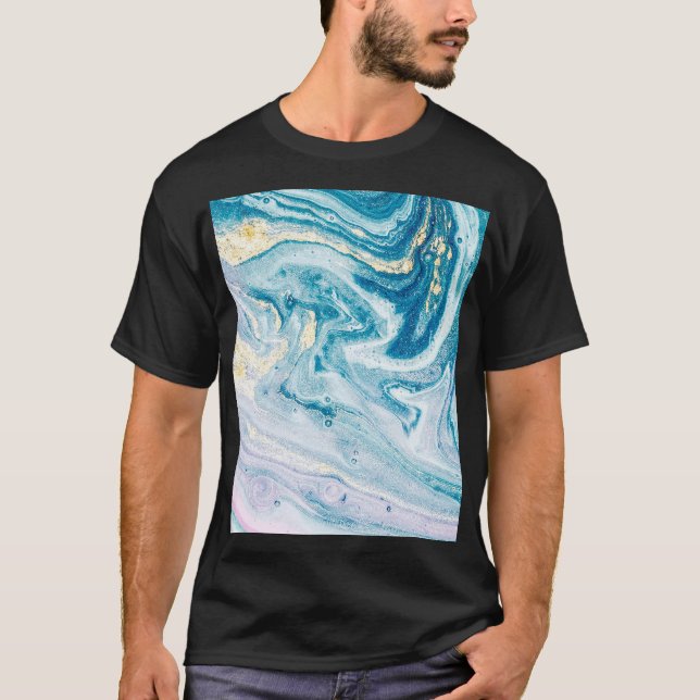 T-shirt Art Océanique : Fissures D'Agate De Marbre. (Devant)