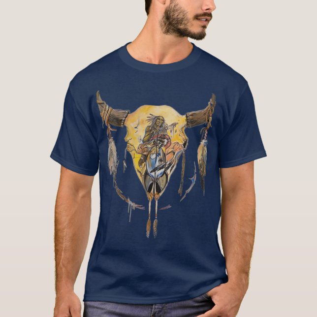 T-shirt Art original Native American Feather Headdress (Devant)