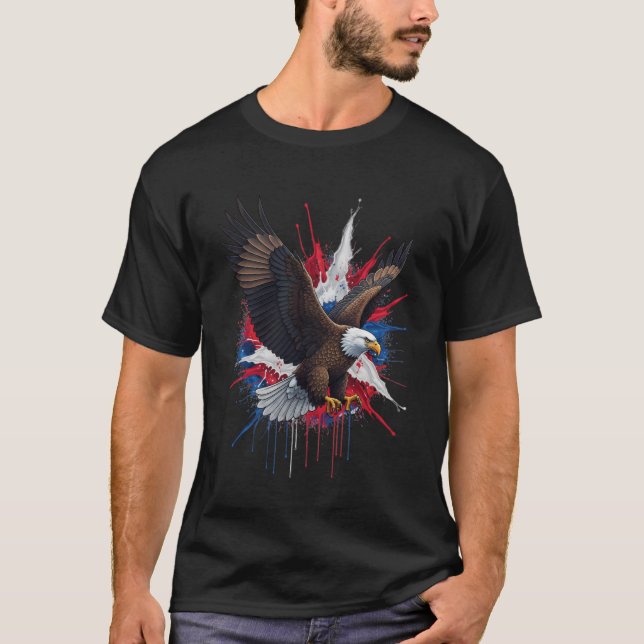 T-shirt Art Patriotique Eagle Street - Rouge Blanc Bleu Sp (Devant)