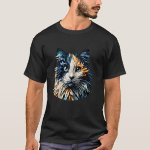 T-shirt Art polygonal Chat balinais Siamois à poil long