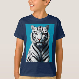 T-shirt Art Pop Tigre Blanc - Fer & Chat Sauvage Coloré